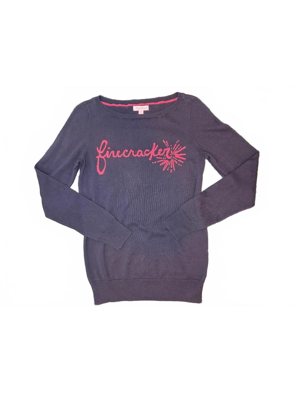 Lilly Pulitzer Medium Navy Blue 100% Cotton Firecracker Sweater Pullover